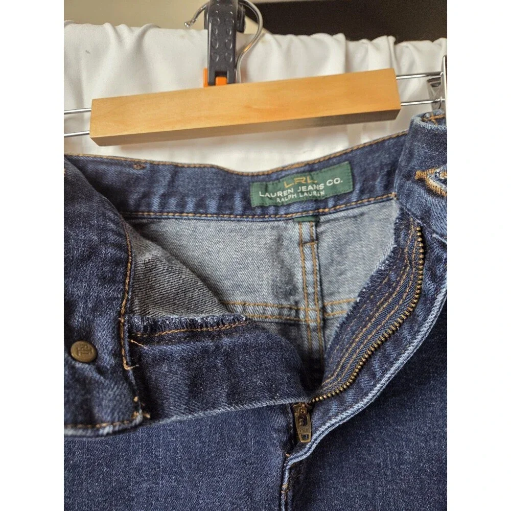 Lauren Ralph Lauren Denim Skirt Women Blue Jean Straight Classic Zip Front 12/14 - Picture 5 of 8